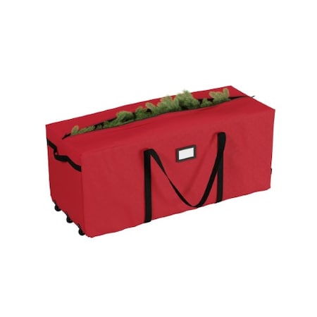 Hastings Home Rolling Christmas Tree Storage Duffel Bag, 12-feet Artificial Trees, Red Canvas 811393SVZ
